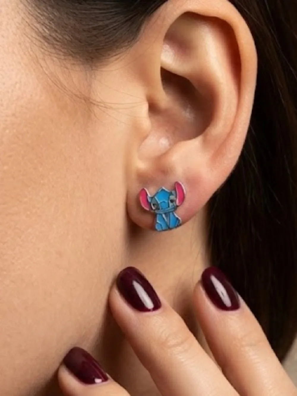 Blue and Pink Kids Character Earrings and Pendant Stitch set 925
